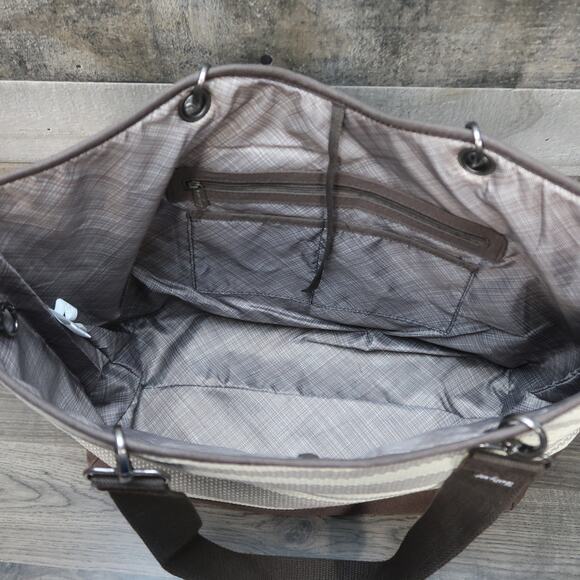 Thirty One Woven Straw Paper Tote Bag Striped - Picture 3 of 7